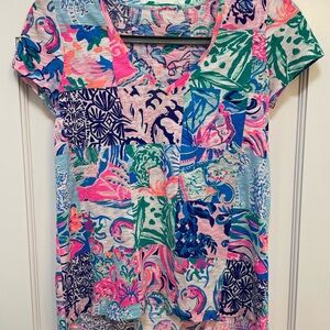 Lilly Pulitzer Vibrant Patchwork Short Sleeve Tee